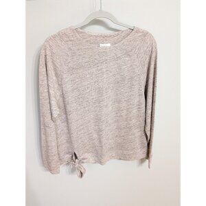 WRAP London Side Tie 100% Linen Top 3/4 Sleeve Pink Heather - Sz US 10 / UK 14